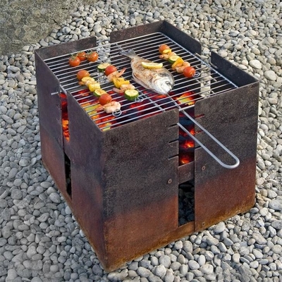 Pre Geroeste Vierkante Corten-Staalbrand Pit And Grill Charcoal Burning