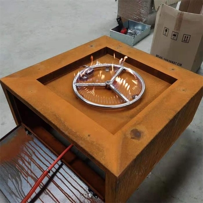 Vierkante Terrasopen haard Openluchtheater corten steel gas fire Pit Table
