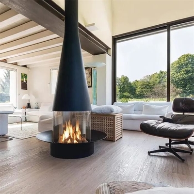 Het westelijke Houten Brandende Fornuis van de Stijl Centrale Muur Opgezette Hangende Open haard met Glas