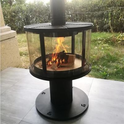 Europees Koudgewalst Staal Opgeschort Open haard Houten Brandend Fornuis met Ringvormig Glas