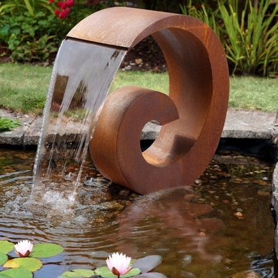 Nummer 6 de Gevormde Corten-esthetische plattelander van de het Waterfontein van het Staalbeeldhouwwerk