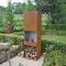 Rechthoekige Rusty Corten Steel Fireplace Wood-Opslag