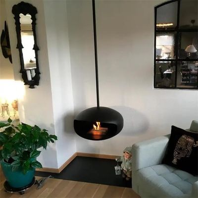 600mm Moderne Zwarte Dak Opgezette Cocon die Opgeschorte Bioethanol Open haard hangt